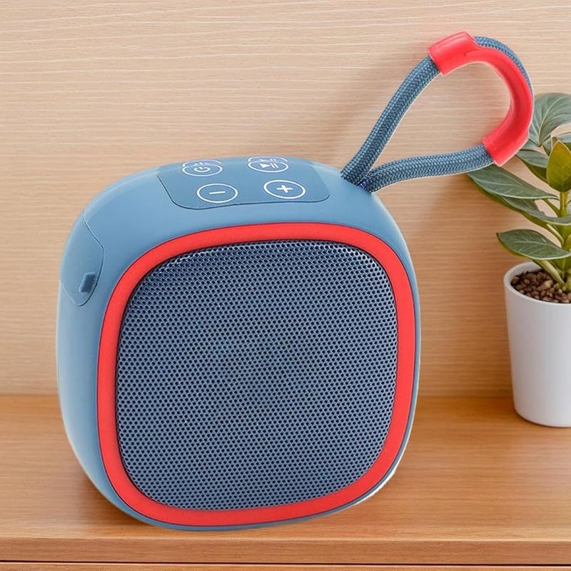 مكبر صوت أزرق محمول مقاوم للماء مع مقبض، صوت ستيريو مدمج للسفر وحفلات المسبح والتخييم - Image 4