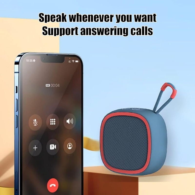 مكبر صوت أزرق محمول مقاوم للماء مع مقبض، صوت ستيريو مدمج للسفر وحفلات المسبح والتخييم - Image 5