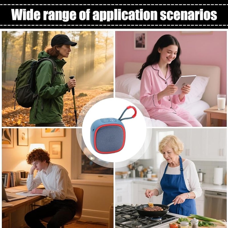 مكبر صوت أزرق محمول مقاوم للماء مع مقبض، صوت ستيريو مدمج للسفر وحفلات المسبح والتخييم - Image 3