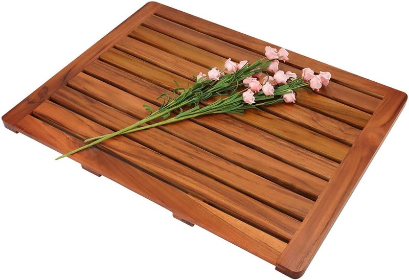 Utoplike Teak Wood Bath Mat (24"x18") - Non-Slip Shower Mat for Indoor and Outdoor Use - Image 1