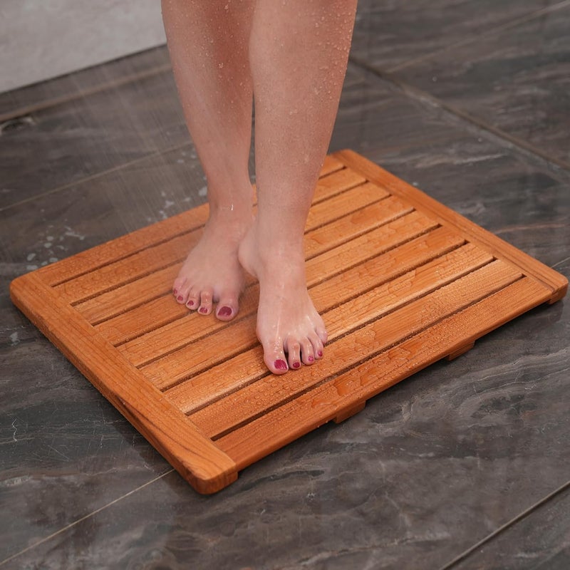 Utoplike Teak Wood Bath Mat (24"x18") - Non-Slip Shower Mat for Indoor and Outdoor Use - Image 2