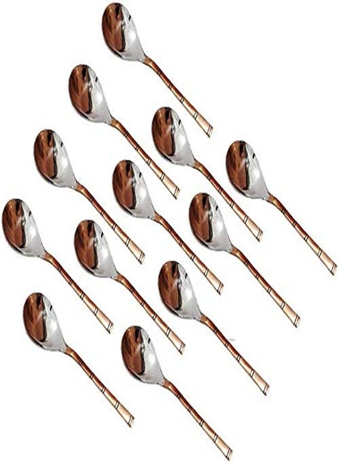 Craft N Copper Indian Serveware Service Spoon Cutlery Set for Indian Food Home Kitchen Bar,Set of 12 - Image 1