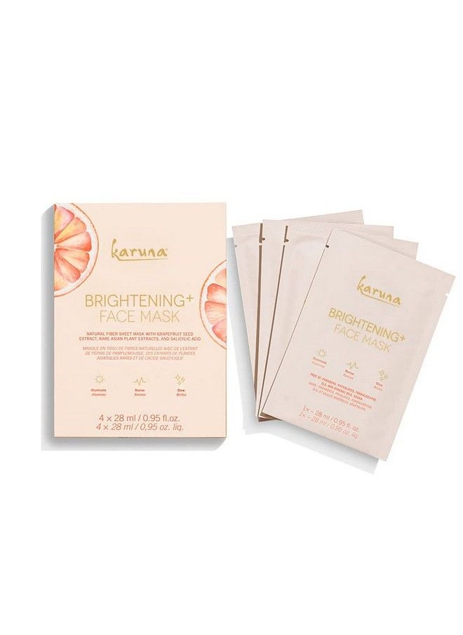 Karuna - Brightening+ Face Mask Sheets Facial And Beauty Skin Care Essential To Brighten Skin And Reduce Hyperpigmentation Or Dark Spots Contains Grapefruit Seed Extract And Salicylic Acid (4 Sheets) - Image 1