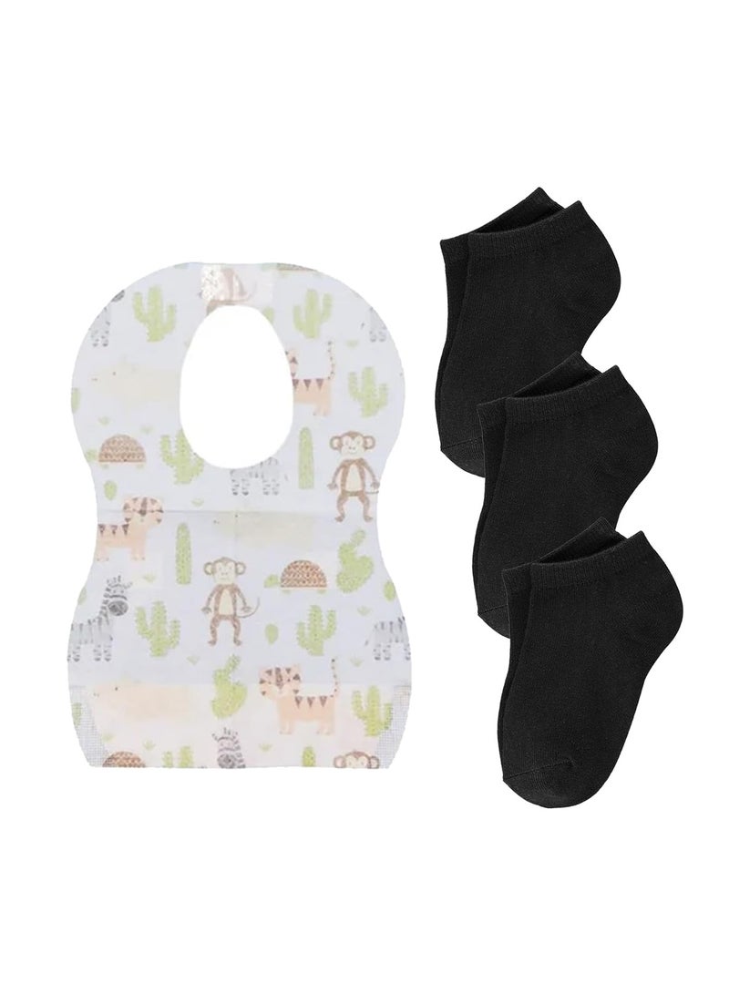 STAR BABiES Star Babies Combo Pack of 2 (Kids socks pack of 3, Disposable Bibs Pack of 10) - Black  - Image 1