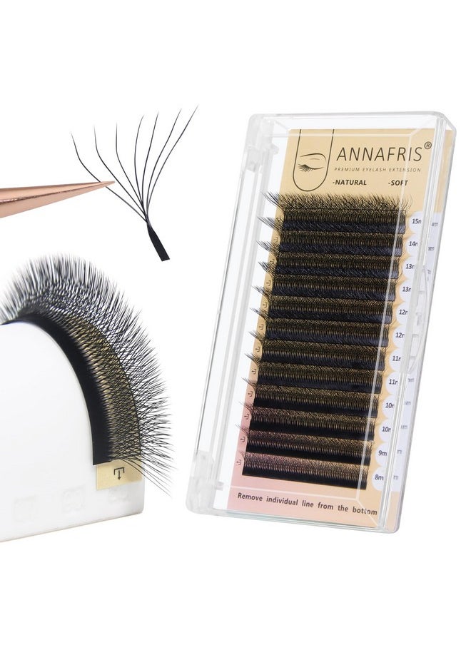 ANNAFRIS ANNAFRIS 7D Premade Fan W Shape Eyelash Extensions 0.07 C Curl 12mm Volume Self Fanning False Lashes Makeup Supplies Professional Use Lash Extension(0.07 C, 12mm)  - Image 1