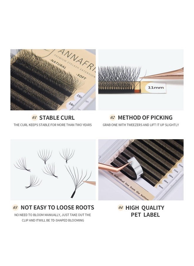 ANNAFRIS ANNAFRIS 7D Premade Fan W Shape Eyelash Extensions 0.07 C Curl 12mm Volume Self Fanning False Lashes Makeup Supplies Professional Use Lash Extension(0.07 C, 12mm)  - Image 2