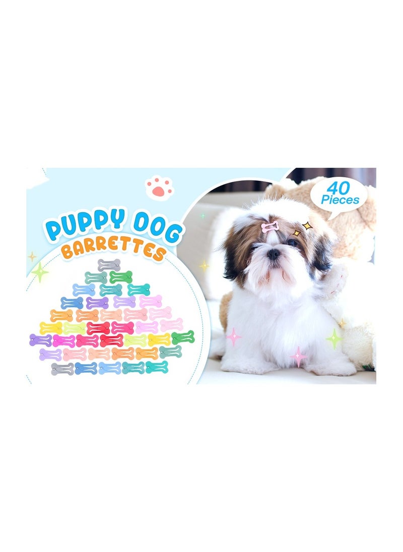 SYOSI - Hair Clips for Dogs Cute 1 Inch Puppy Dog Barrettes Small Bone Snap Hair Clips Multicolor Hair Barrettes for Dog Cat Pet Grooming Bows Hair Accessories (40 Pieces) - Image 1