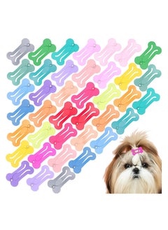 Hair Clips for Dogs Cute 1 Inch Puppy Dog Barrettes Small Bone Snap Hair Clips Multicolor Hair Barrettes for Dog Cat Pet Grooming Bows Hair Accessories (40 Pieces)