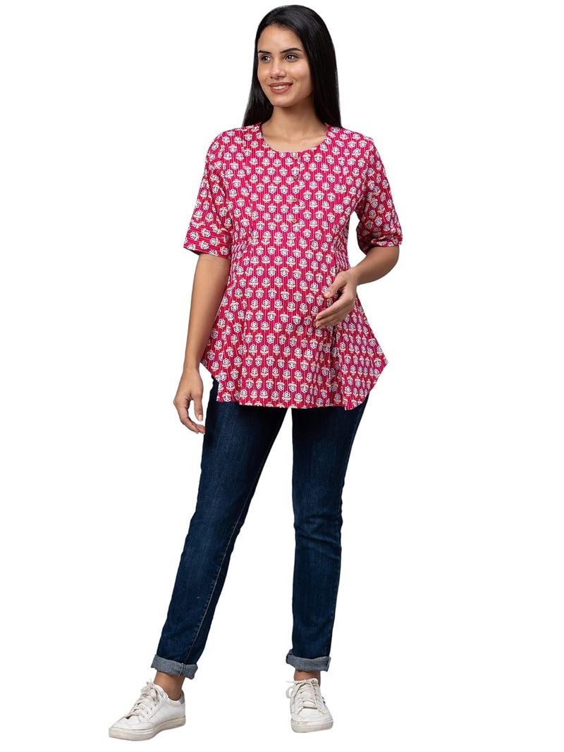 AV2 Store Women's Cotton Relaxed Fit Printed Maternity Feeding Top 8055 - Image 2