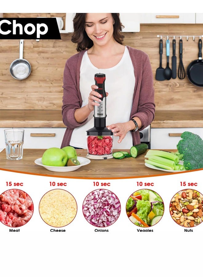 DSP Hand Blender,1000W Hand Mixer Stick Blender with 304 Stainless Steel Blade,Food Processor,Beaker,Egg Whisk,Non-BPA,Ideal fro Smoothies,Purée,Baby Food,KM1157 - Image 4