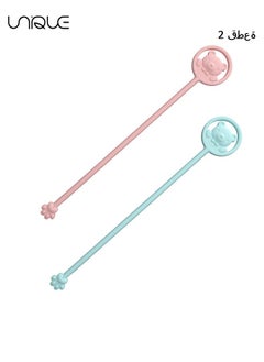 Unique 2 Pcs Milk Powder Stir Stick - Cute Stir Bar - Extended Cartoon Bear Handle - Discolored Stir Bar - Pink/Blue  - Image 1
