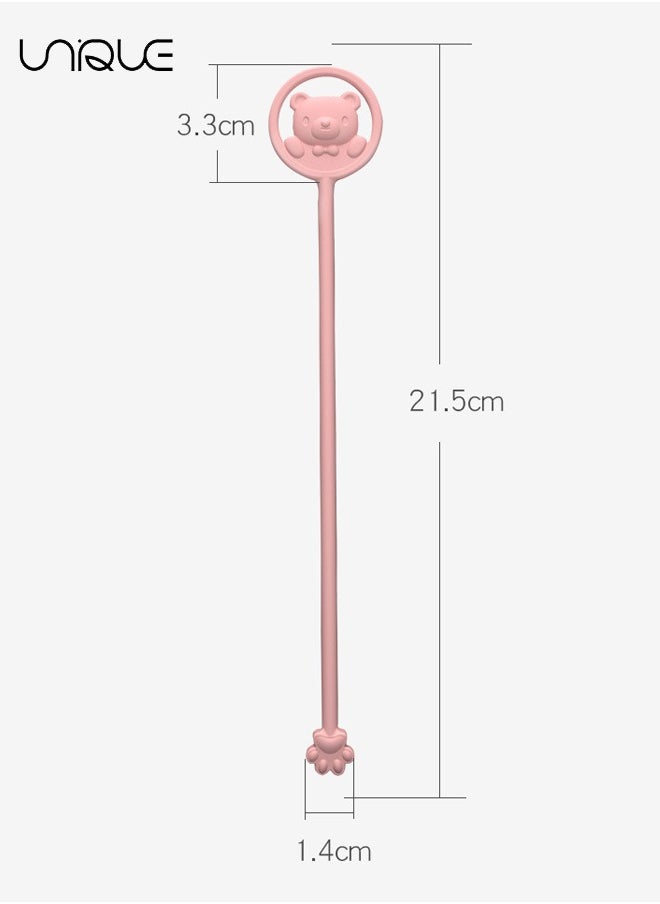 Unique 2 Pcs Milk Powder Stir Stick - Cute Stir Bar - Extended Cartoon Bear Handle - Discolored Stir Bar - Pink/Blue  - Image 2