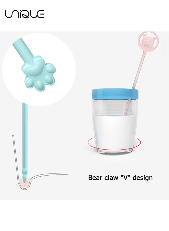 Unique 2 Pcs Milk Powder Stir Stick - Cute Stir Bar - Extended Cartoon Bear Handle - Discolored Stir Bar - Pink/Blue  - Image 5