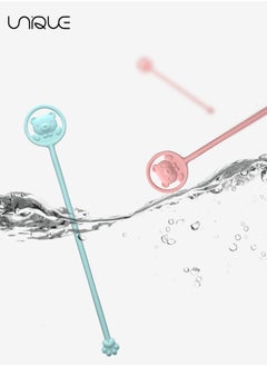 Unique 2 Pcs Milk Powder Stir Stick - Cute Stir Bar - Extended Cartoon Bear Handle - Discolored Stir Bar - Pink/Blue  - Image 4