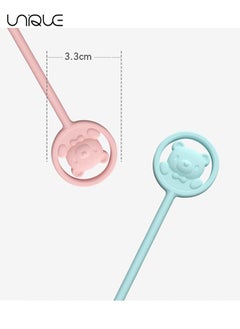 Unique 2 Pcs Milk Powder Stir Stick - Cute Stir Bar - Extended Cartoon Bear Handle - Discolored Stir Bar - Pink/Blue  - Image 3