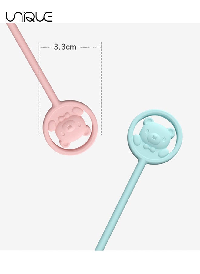 Unique 2 Pcs Milk Powder Stir Stick - Cute Stir Bar - Extended Cartoon Bear Handle - Discolored Stir Bar - Pink/Blue  - Image 3