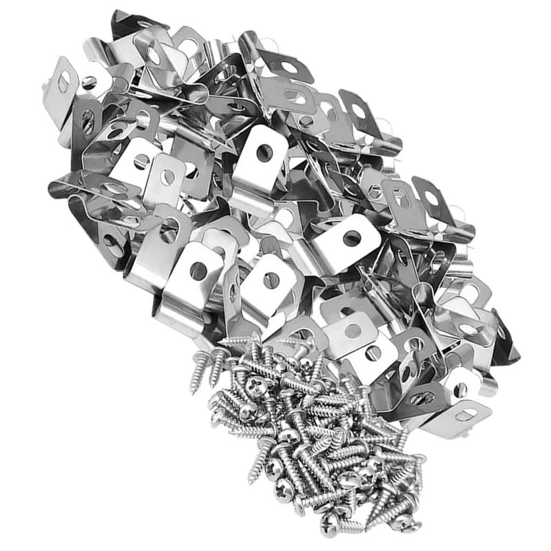 OSALADI 100pcs Aluminum Wire Fence Clips with Screws for Farm Livestock Cage Fixing, Heavy Duty Metal Wire Fence Clamps for Agricultural Fencing Installation - Image 1