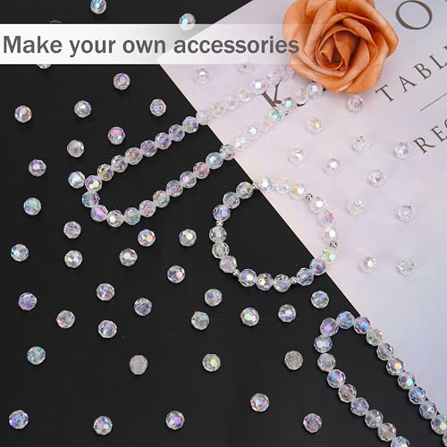 BONNY BOXX 500pcs 8mm Acrylic Faceted Round Crystal Beads Transparent AB Loose Spacer Craft Beads for DIY Bracelet Necklace Earring Keychain Jewelry Making Bags Decoration - Image 3