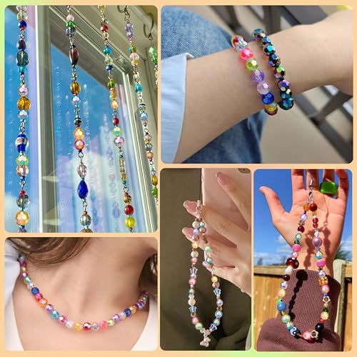 BONNY BOXX 500pcs 8mm Acrylic Faceted Round Crystal Beads Transparent AB Loose Spacer Craft Beads for DIY Bracelet Necklace Earring Keychain Jewelry Making Bags Decoration - Image 5