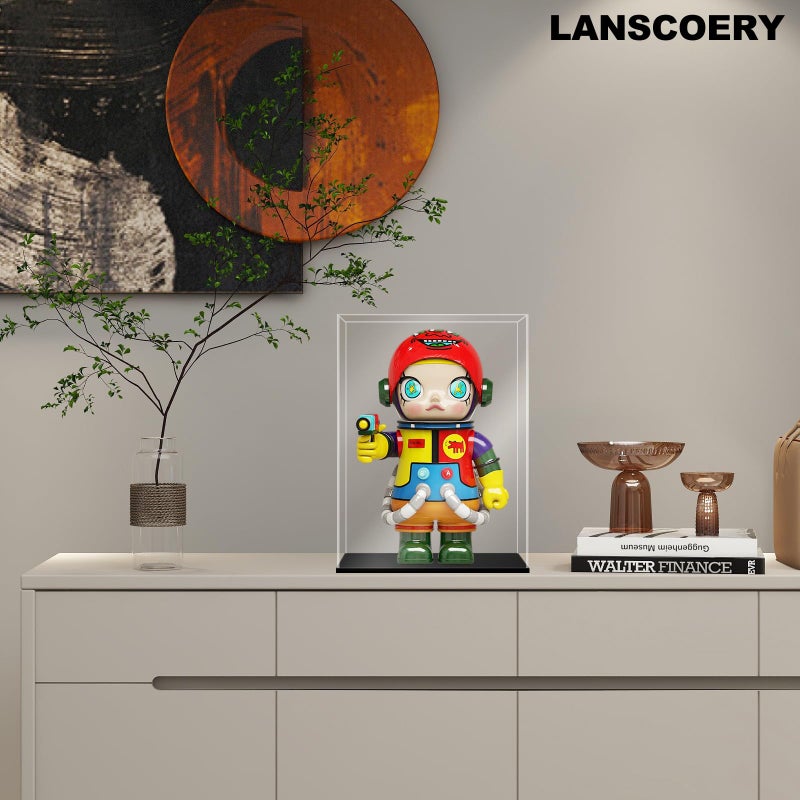 LANSCOERY LANSCOERY Clear Acrylic Display Case, Assemble Vertical Display Box Stand with Black Base, Dustproof Protection Showcase for Collectibles Memorabilia Figurines (4x4x6inch; 10x10x15cm)  - Image 2