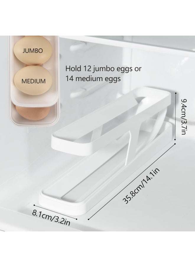 منظم بيض للثلاجة متعدد الطبقات – حامل تخزين البيض بتصميم منزلق أوتوماتيكي – علبة حفظ البيض موفرة للمساحة للمطبخ والثلاجة - Image 2