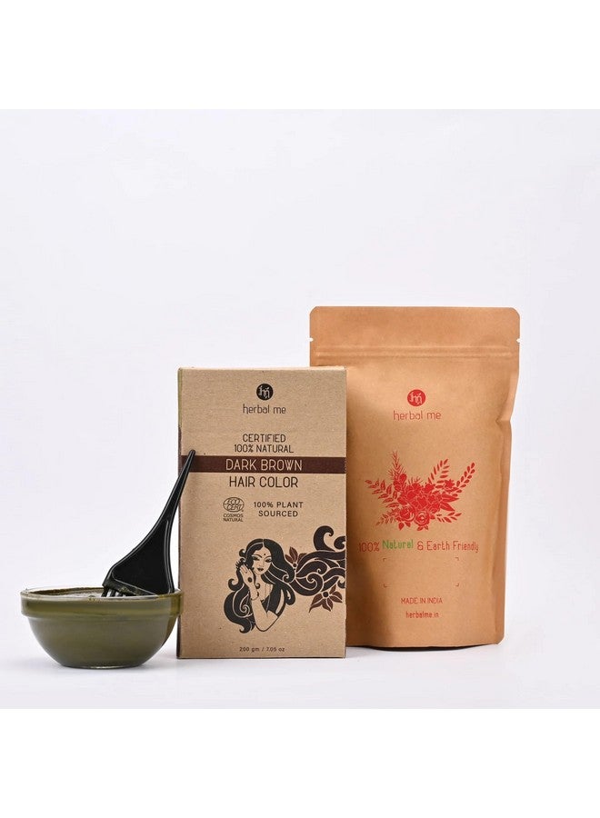 HERBAL ME HM Herbal Me Natural Hair Color | CERTIFIED 100% Natural by Ecocert Greenlife (France) I Chemical Free I No Preservatives I Plant Based Hair Dye I Men & Women (Dark Brown) - Image 1