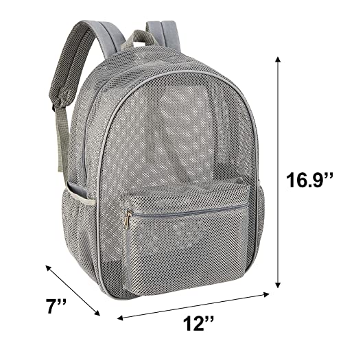 COVAX Heavy Duty Mesh Backpack, See Through College Backpack with Padded Shoulder Straps for Commuting, Swimming, Travel, Beach, Outdoor Sports (Grey) - Image 4