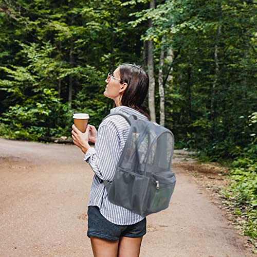 COVAX Heavy Duty Mesh Backpack, See Through College Backpack with Padded Shoulder Straps for Commuting, Swimming, Travel, Beach, Outdoor Sports (Grey) - Image 2