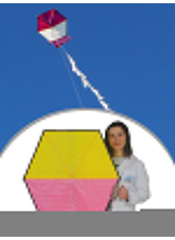 Gülen Uçurtma Laughing Kite / Rustling Hexagonal Two Color Kite / Pink-Yellow / Medium Size  - Image 1