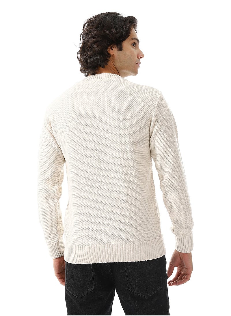 Andora Slip On Knitted Plain Off White Pullover  - Image 3