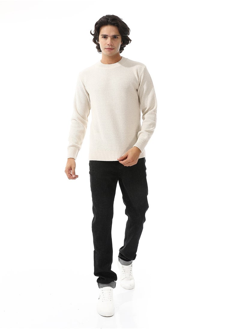 Andora Slip On Knitted Plain Off White Pullover  - Image 5