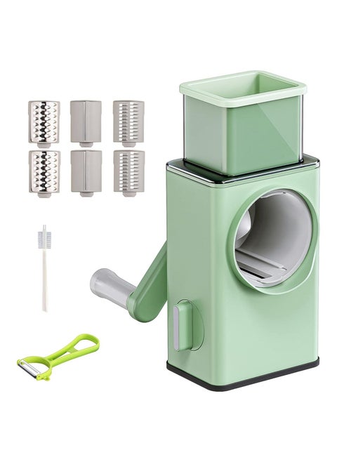 Vegetable Shredder Round Mandoline Slicer, Grater, Salad Maker - Large Feed Port - Suction Base - Vegetable, Fruit, Cookie, OREO, Nuts (Green)