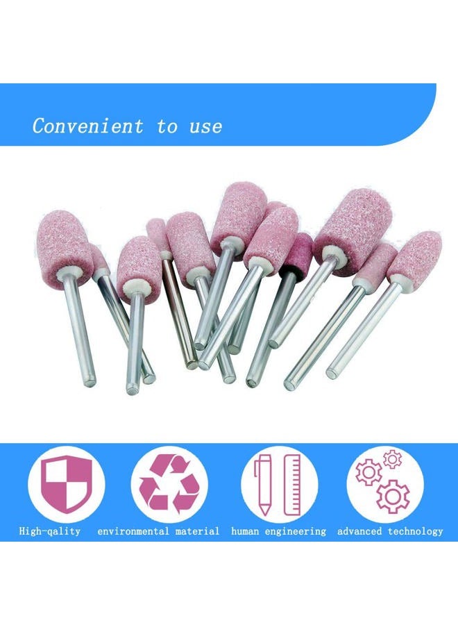 Luo ke 20 Pcs Corundum Sand Grinding Bits Abrasive Stone Mounted Buffing Wheels Rust Remove Tool Accessories with 1/8" Mandrel Fits Dremel Rotary Tool(Head Diameter : 4mm / 6mm / 8mm / 10mm / 12 mm) - Image 3