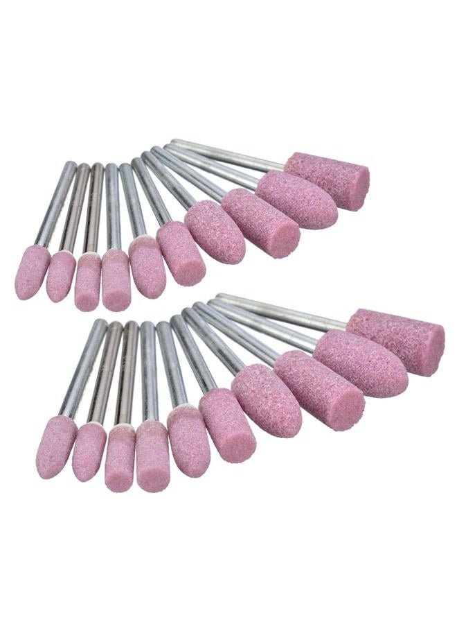 Luo ke 20 Pcs Corundum Sand Grinding Bits Abrasive Stone Mounted Buffing Wheels Rust Remove Tool Accessories with 1/8" Mandrel Fits Dremel Rotary Tool(Head Diameter : 4mm / 6mm / 8mm / 10mm / 12 mm) - Image 1