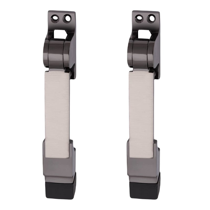 Atom Door Stopper | Kickdown Door Stop with One Touch | Adjustable Height & Rubber Tip 1.5 Inches, Door Stops (Black Silver Finish, DS004), Pack of 2 - Image 3