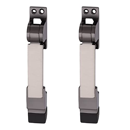 Atom Door Stopper | Kickdown Door Stop with One Touch | Adjustable Height & Rubber Tip 1.5 Inches, Door Stops (Black Silver Finish, DS004), Pack of 2 - Image 1