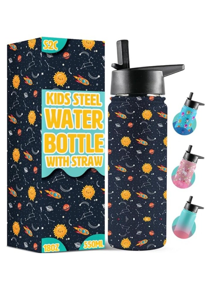 S2C Kids Water Bottle for School with Straw Lid, 550ml Kids water bottle stainless steel water bottle for kids, Double Wall Insulated Water Bottle, Baby water bottle,Steel water bottle, (BLACK) - pzsku/Z5C7354071324CD817E51Z/45/_/1730978575/d3ac8630-82e5-4937-ae82-6f2a9309d01f