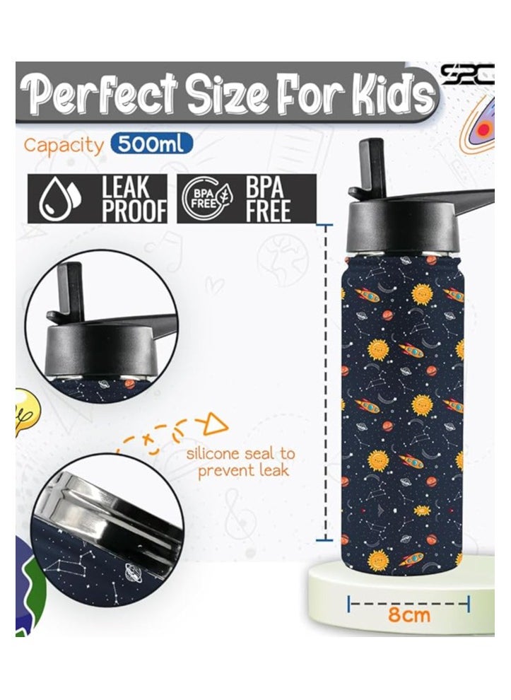 S2C Kids Water Bottle for School with Straw Lid, 550ml Kids water bottle stainless steel water bottle for kids, Double Wall Insulated Water Bottle, Baby water bottle,Steel water bottle, (BLACK) - pzsku/Z5C7354071324CD817E51Z/45/_/1730978626/f2cc0d6e-3c09-4f3d-8871-3fcca8df0b0c