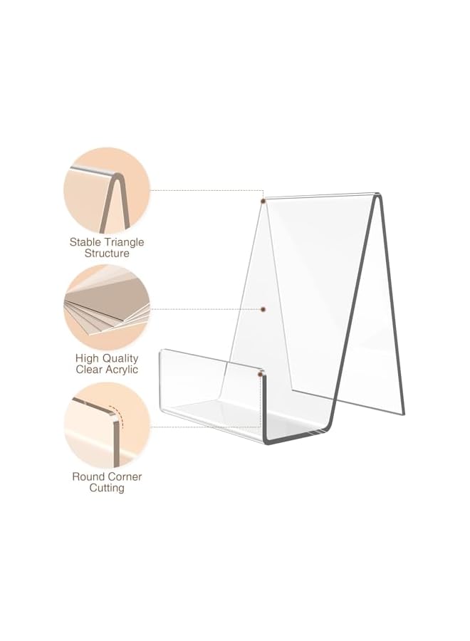 The Bros حامل كتب أكريليك، حامل كتب للعرض، حامل إيزيل شفاف للعرض، حامل عرض للبريد، CD، إطار، صورة، مجلة، طبق، هاتف، ملصق (5 قطع) - Image 3