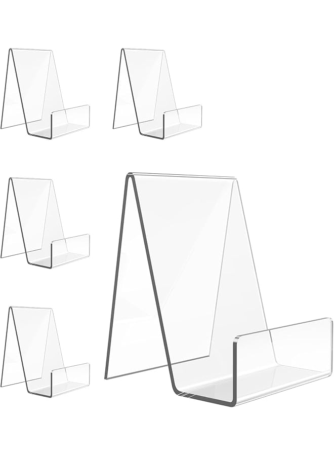 The Bros حامل كتب أكريليك، حامل كتب للعرض، حامل إيزيل شفاف للعرض، حامل عرض للبريد، CD، إطار، صورة، مجلة، طبق، هاتف، ملصق (5 قطع) - Image 1