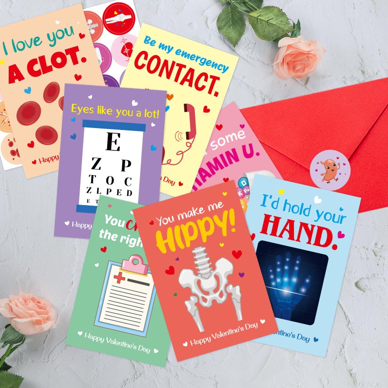 ceiba tree 24Pcs Funny Nurses Valentines Day Cards Medical Happy Valentine's Day Greeting Cards for Doctors Coworker Medical Staff - Image 4