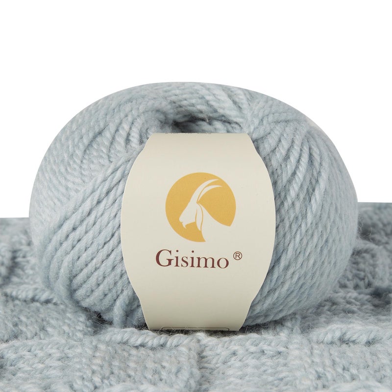 Gisimo 100% Merino Wool Yarn, 3-Ply Luxurious and Soft Yarn for Hand Knitting & Crocheting (Water Blue, 1Ball) - Image 1