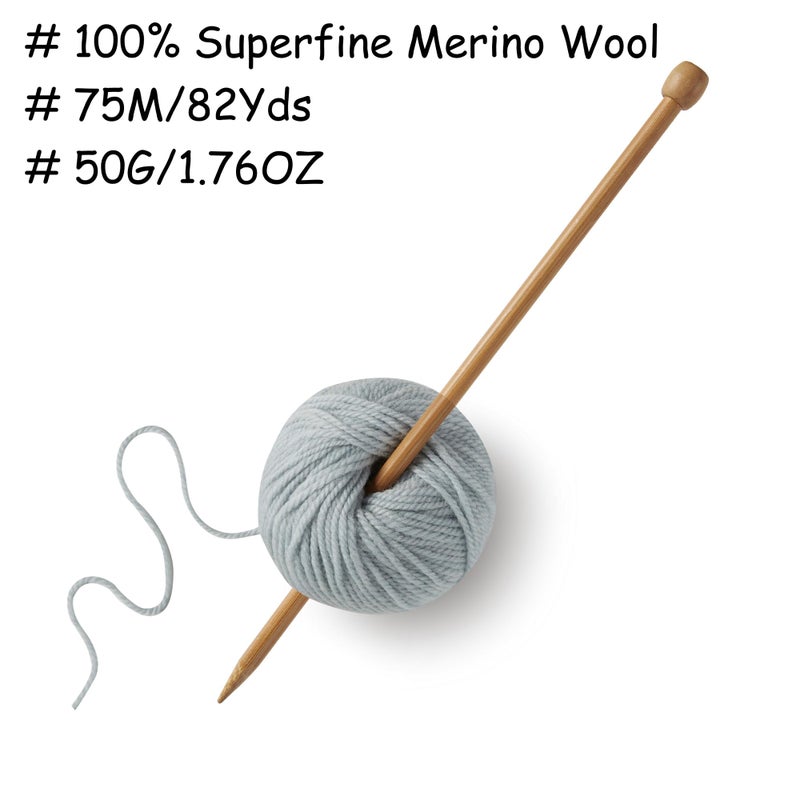 Gisimo 100% Merino Wool Yarn, 3-Ply Luxurious and Soft Yarn for Hand Knitting & Crocheting (Water Blue, 1Ball) - Image 3