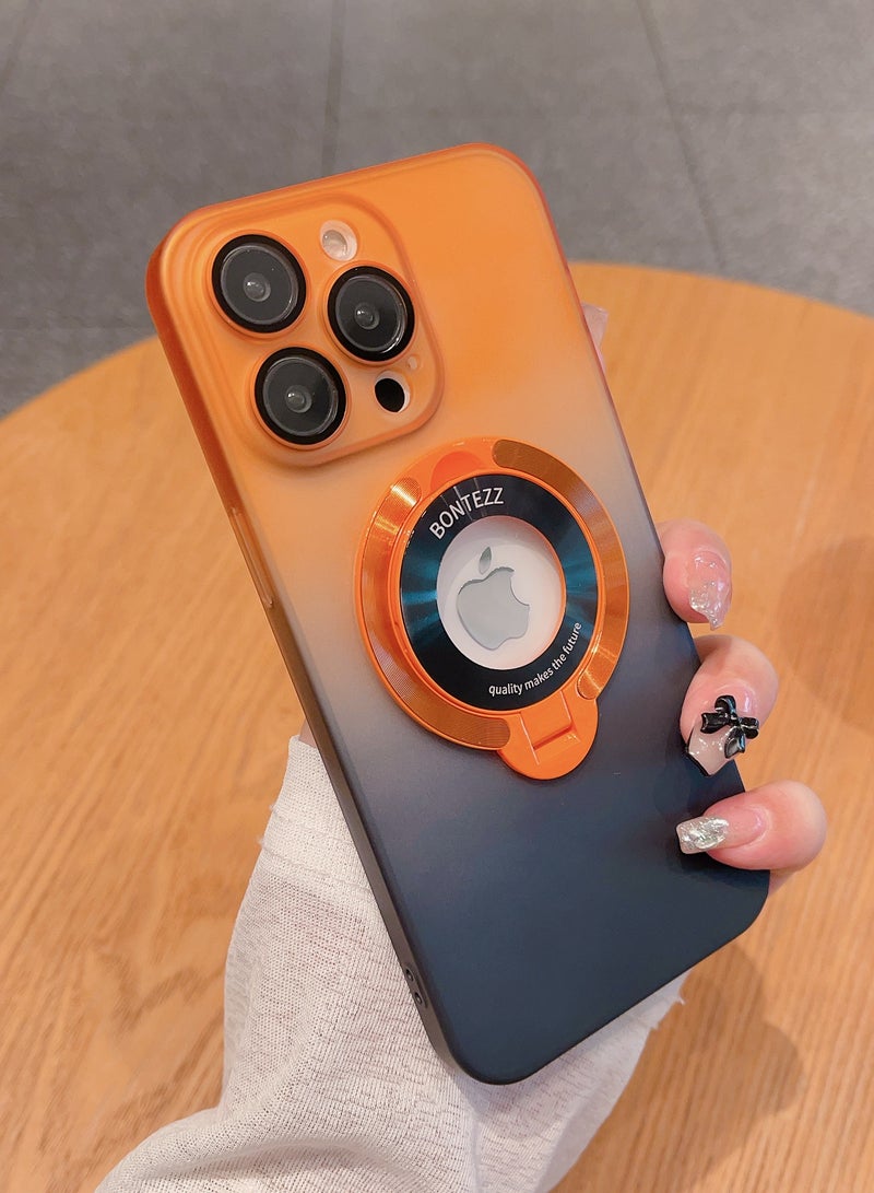 iPhone 14 Pro Matte Clear Gradient Color Magnetic Bracket Holder Case Magsafe Shockproof Hard Cover - Image 1