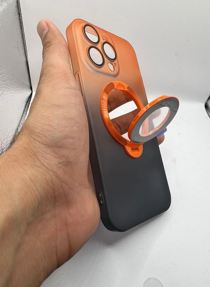 iPhone 14 Pro Matte Clear Gradient Color Magnetic Bracket Holder Case Magsafe Shockproof Hard Cover - Image 3