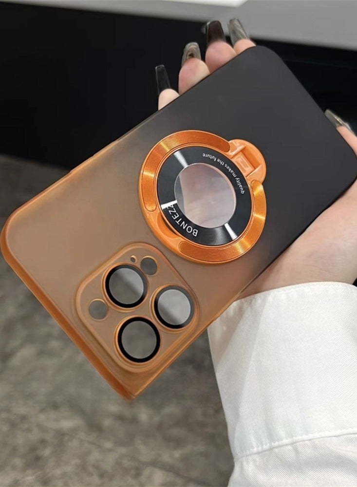 iPhone 14 Pro Matte Clear Gradient Color Magnetic Bracket Holder Case Magsafe Shockproof Hard Cover - Image 2