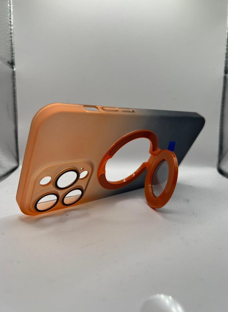 iPhone 14 Pro Matte Clear Gradient Color Magnetic Bracket Holder Case Magsafe Shockproof Hard Cover - Image 4