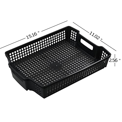 Qqbine Stackable Kitchen Office Desk File Basket Trays, Black, 6 Packs - Image 3