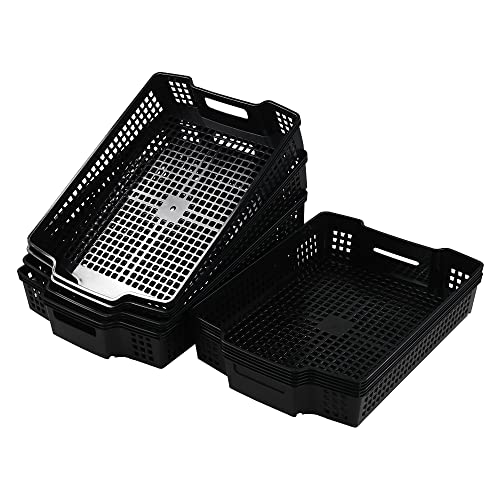 Qqbine Stackable Kitchen Office Desk File Basket Trays, Black, 6 Packs - Image 2