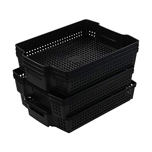 Qqbine Stackable Kitchen Office Desk File Basket Trays, Black, 6 Packs - Image 1